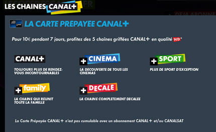 Carte prépayée canal plus-canalsat