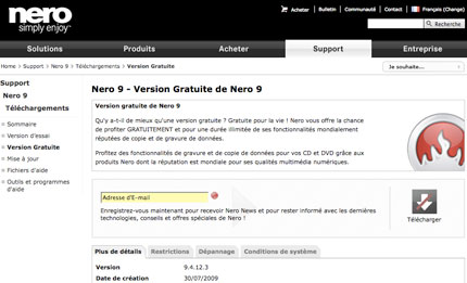 Nero 9 gratuit à télécharger