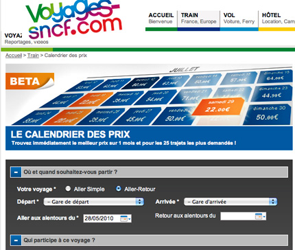 Calendrier des prix SNCF