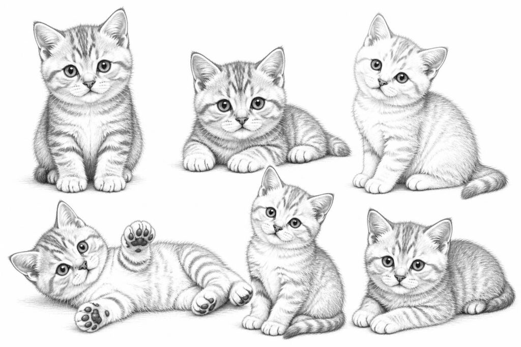 téléchargez et imprimez gratuitement des coloriages de chatons mignons et faciles à réaliser, parfaits pour les enfants et les amateurs de dessins adorables.