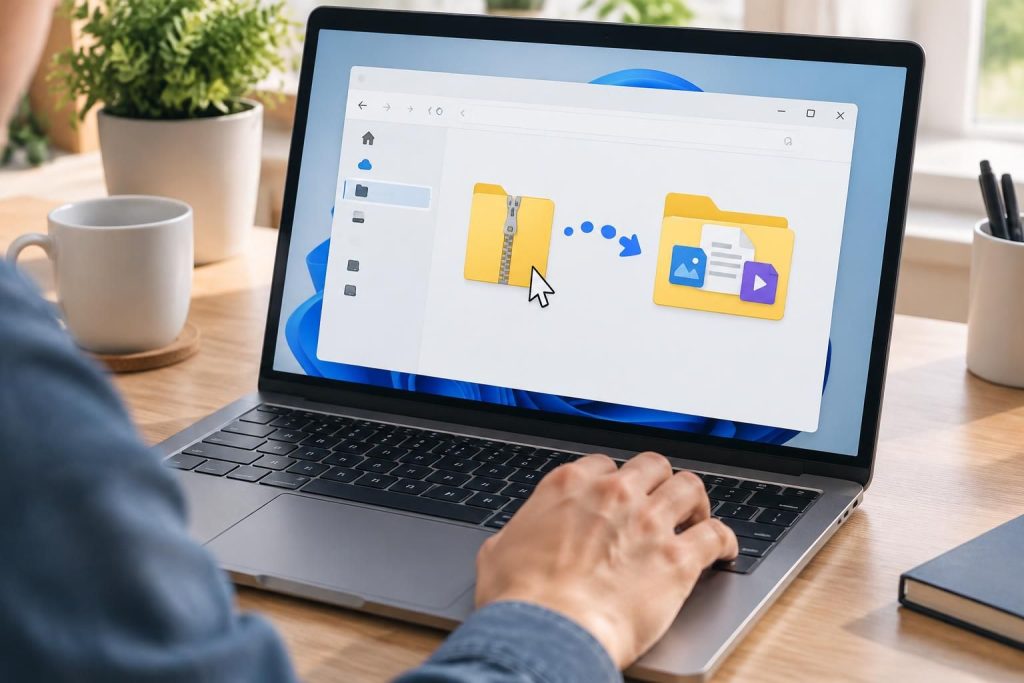 découvrez comment dézipper facilement un fichier sur pc avec windows 10 ou 11, grâce aux outils intégrés et à quelques étapes simples.