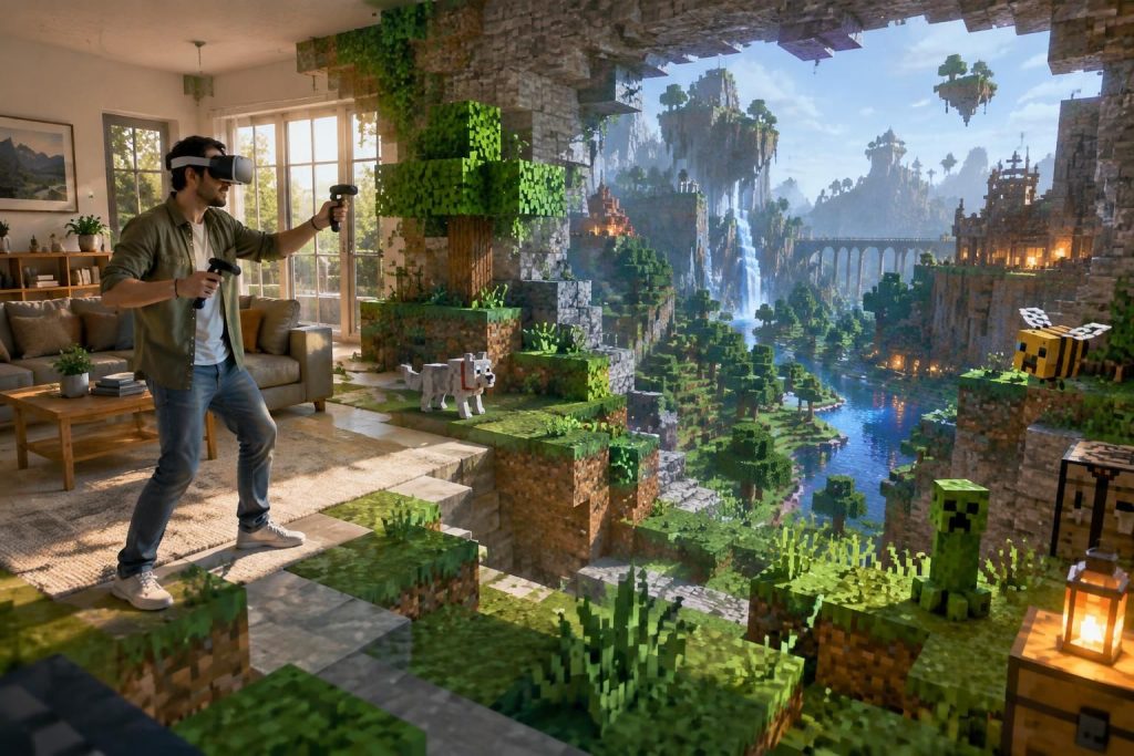 découvrez les mods et expériences qui plongent minecraft en réalité mixte et virtuelle, pour explorer, construire et jouer autrement.